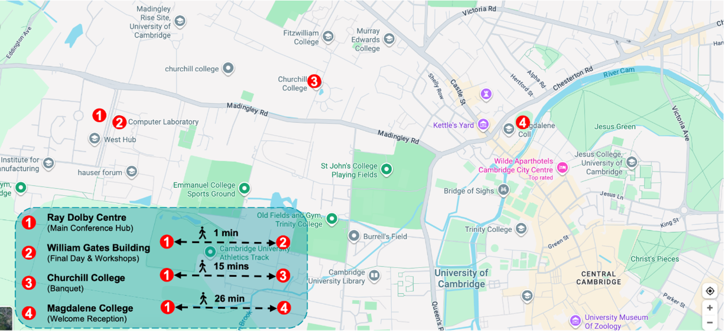 Map overview of event venues